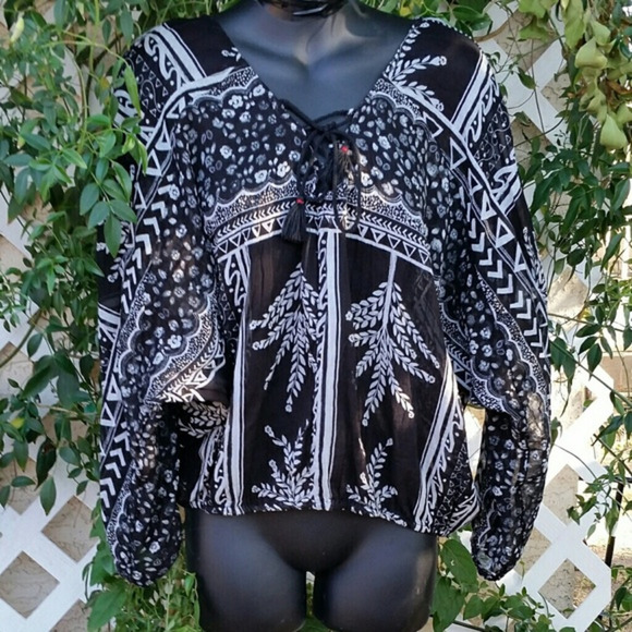 Free People Yo Yo Geo‎ Peasant Top - Picture 3 of 6